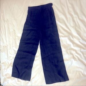 Lida Baday 100% linen pants | classic navy blue | high waist wide leg | Canadian